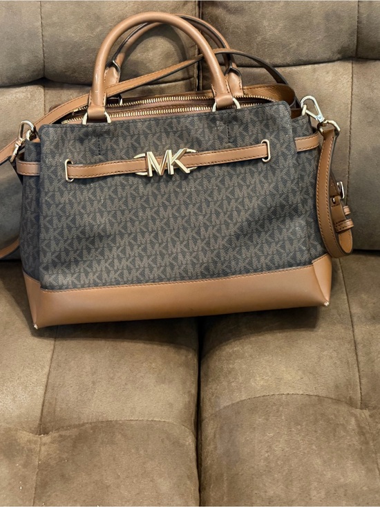 Michael Kors Handbags - Michael Kors Brown Two-Tone Signature MK Satchel